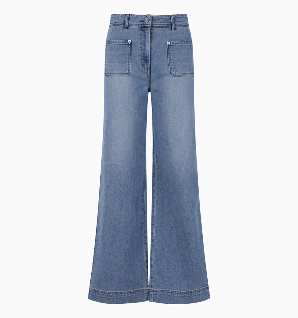 Blue A-line jeans - Palazzo - Blue | Sisley K image number 1